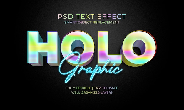 Premium PSD | Holographic text effect template