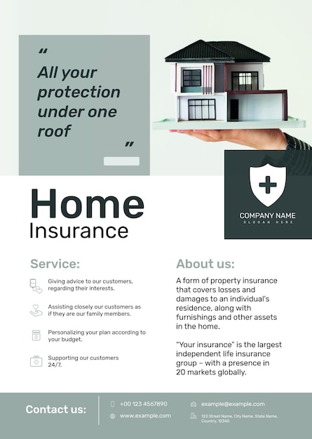 Free PSD | Home insurance poster template psd with editable text