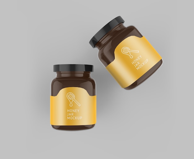 Download Premium PSD | Honey glass jar top view mockup