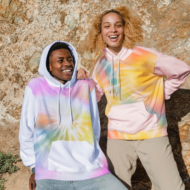 Download Free Psd Hoodie Mockup In Colorful Tie Dye Print