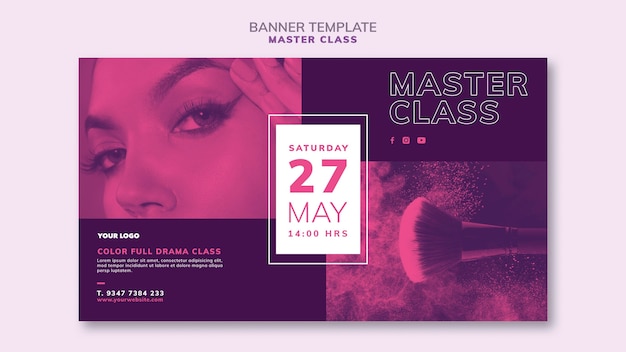  Horizontal  banner  for masterclass Free PSD  File