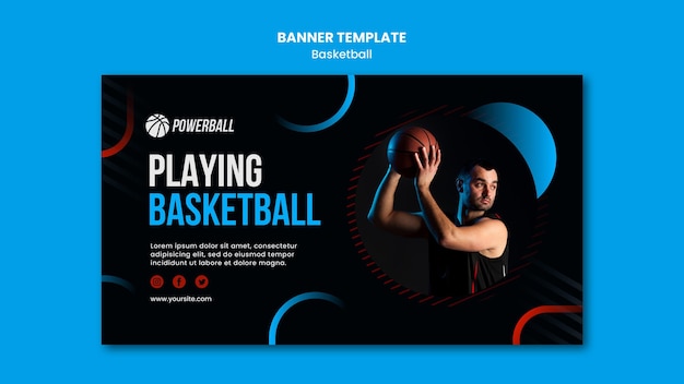 Free PSD  Horizontal  banner  template  for basketball game 