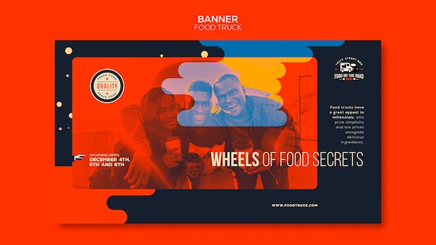 Download Free PSD | Horizontal banner template for food truck business