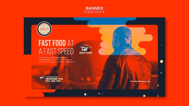 Download Free PSD | Horizontal banner template for food truck business