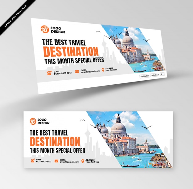 Horizontal banner template or header for travel agency or tour operator