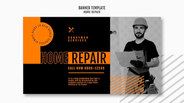 Download Free PSD | Horizontal banner template for house repair company