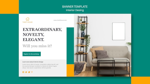 Download Free Psd Horizontal Banner Template For Interior Design PSD Mockup Templates