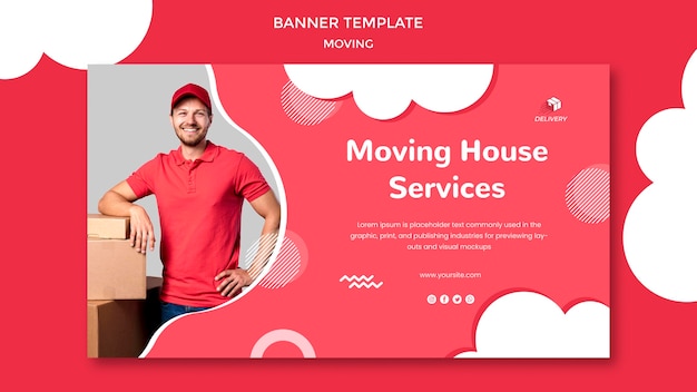  Horizontal  banner  template  for moving company Free PSD  File