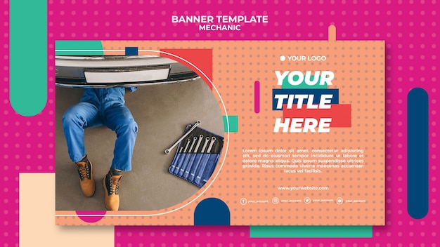  Horizontal  banner  template  for professional mechanic 