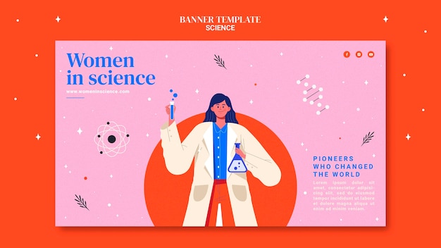 Free PSD | Horizontal banner template for women in science