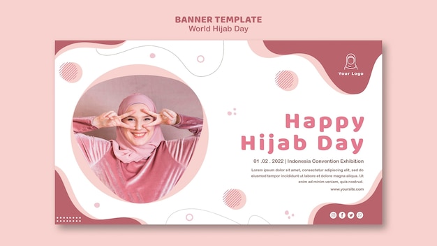 Download Free PSD | Horizontal banner for world hijab day celebration