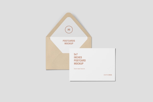 Download Horizontal postcard and envelope mockup top view PSD file | Premium Download