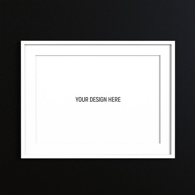 Download Premium PSD | Horizontal white frame mockup on white texture wall