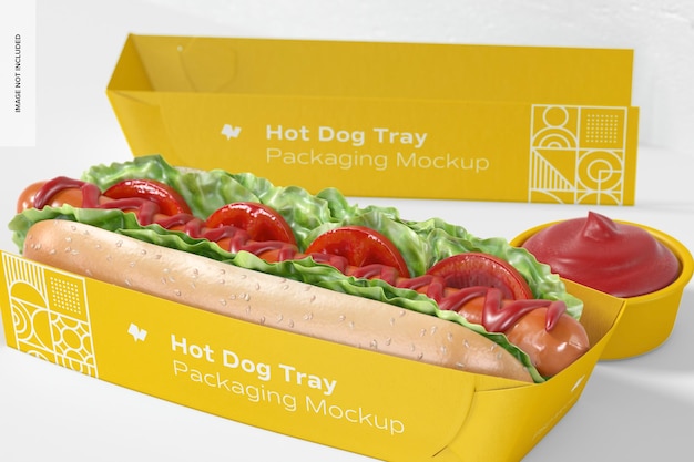 Download Premium Psd Hot Dog Tray Packaging Mockup Right View