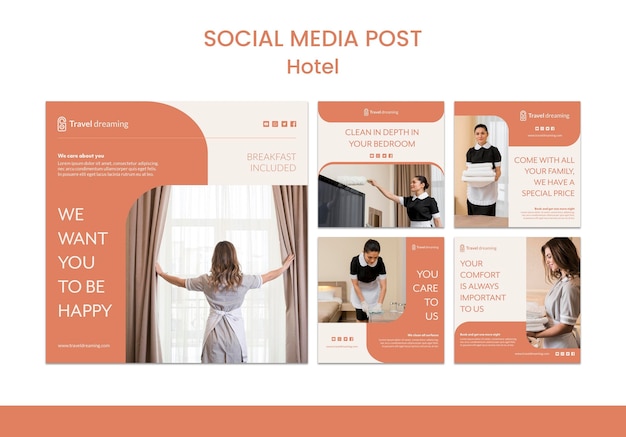 Hotel social media post template | Free PSD File