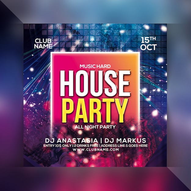 Premium PSD | House party flyer