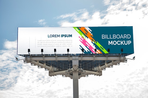 Download Free PSD | Huge billboard mockup on cloudy sky