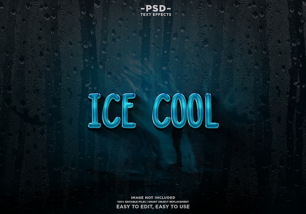 Ice cool text effect template premium psd Premium Psd