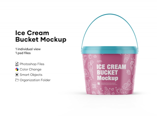  Ice cream bucket mockup