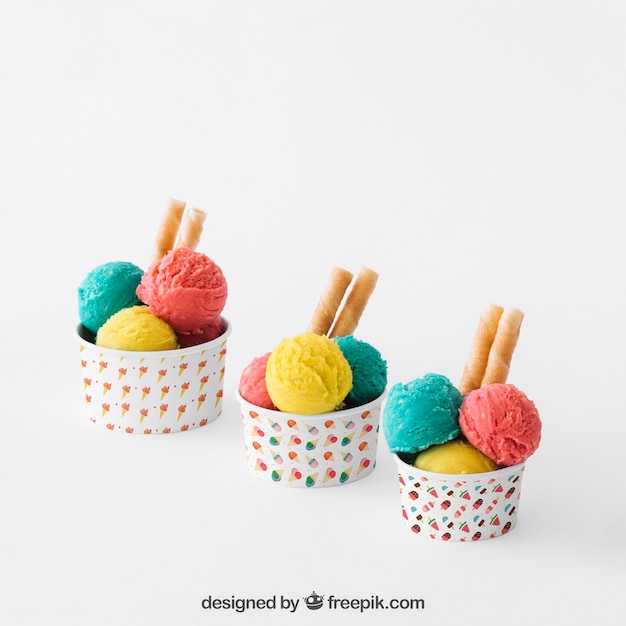 Download Premium Psd Ice Cream Composition Of Three Cups