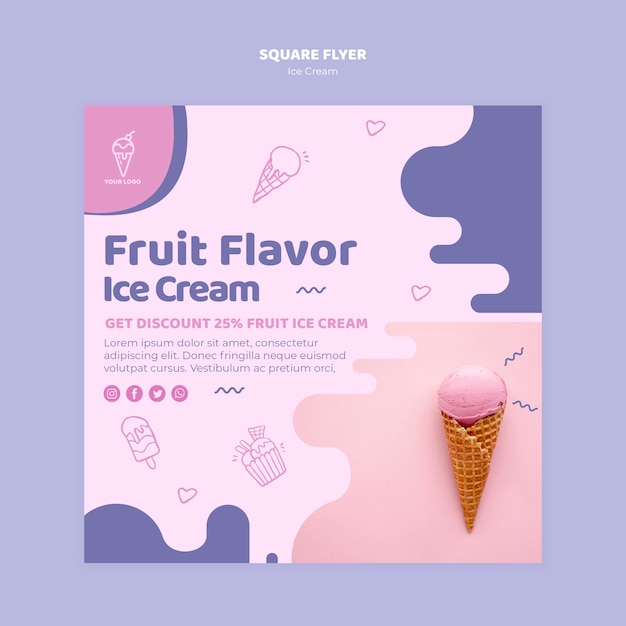 Download Ice cream concept square flyer design | Free PSD File