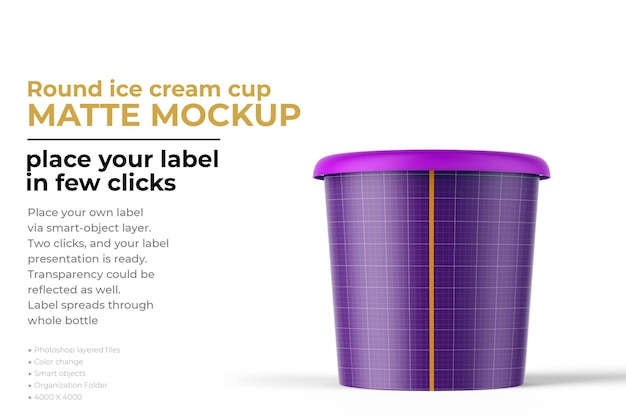 Download Premium Psd Ice Cream Cup Matte Mockup Isolated