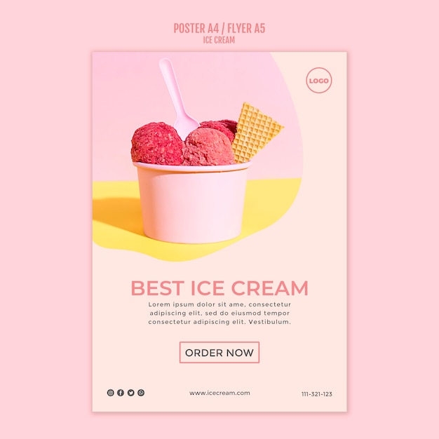 Download Free PSD | Ice cream cup poster template
