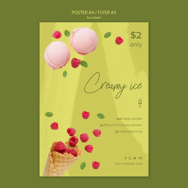 Download Ice cream flyer template with photo | Free PSD File