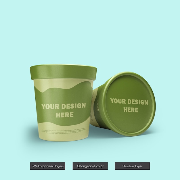 Download Premium Psd Ice Cream Jar Mockup In 3d Rendering
