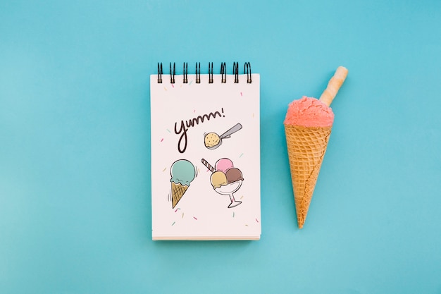 Download Ice Cream Mockup With Notepad Free Psd File PSD Mockup Templates