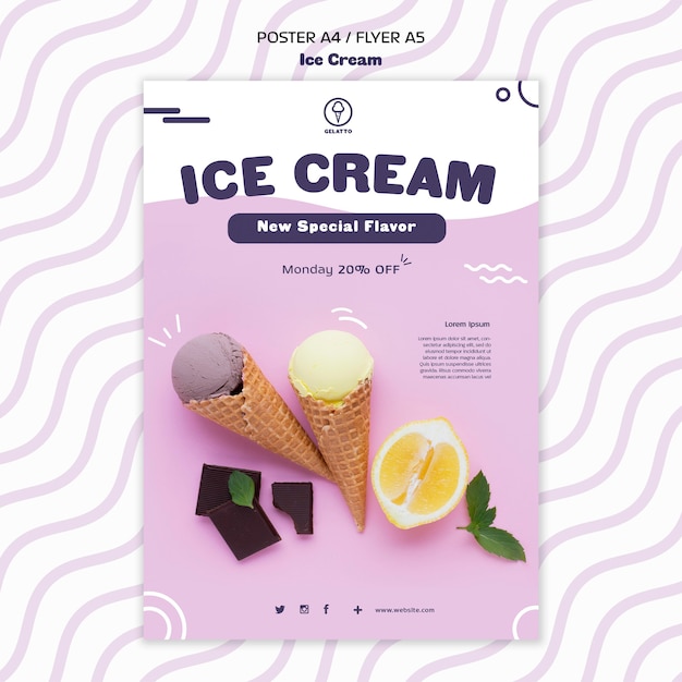 Download Ice cream poster template | Free PSD File