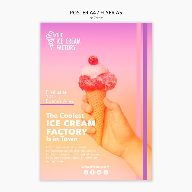 Download Ice cream poster template | Free PSD File