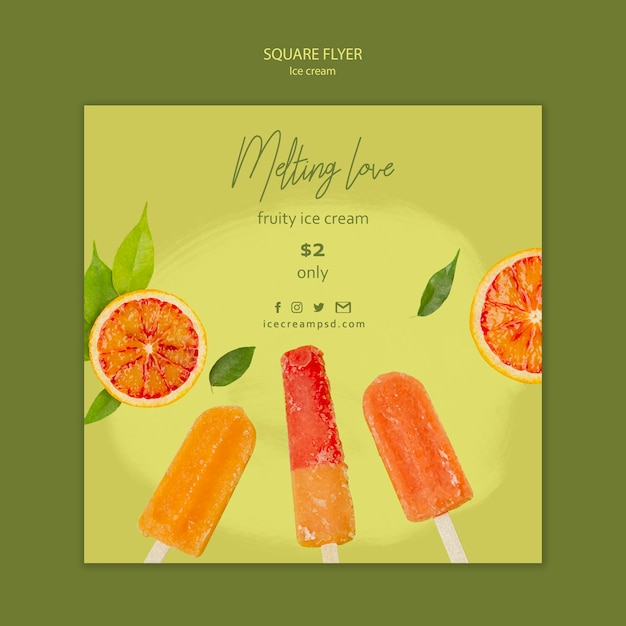 Download Ice cream square flyer | Free PSD File
