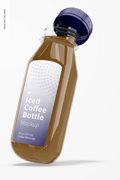 Download Free PSD | Iced coffee glass bottle mockup, leaned