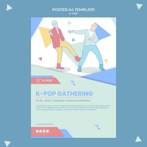 Free PSD | Illustrated k-pop flyer template