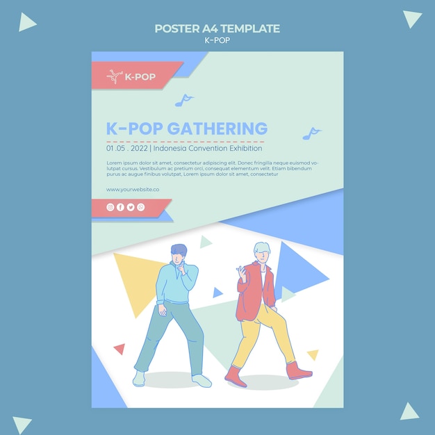 Free PSD | Illustrated k-pop poster template