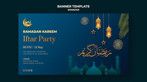 Free PSD | Illustrated ramadan banner template