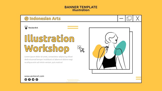Free PSD | Illustration workshop banner template