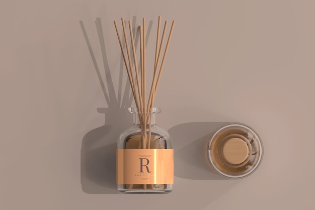 Download Free Psd Incense Air Freshener Reed Diffuser Glass Bottle Mockup