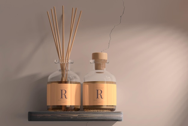 Download Free Psd Incense Air Freshener Reed Diffuser Glass Bottle Mockup