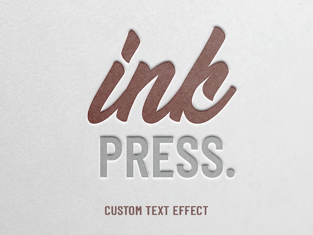 Ink press paper emboss text effect Premium Psd