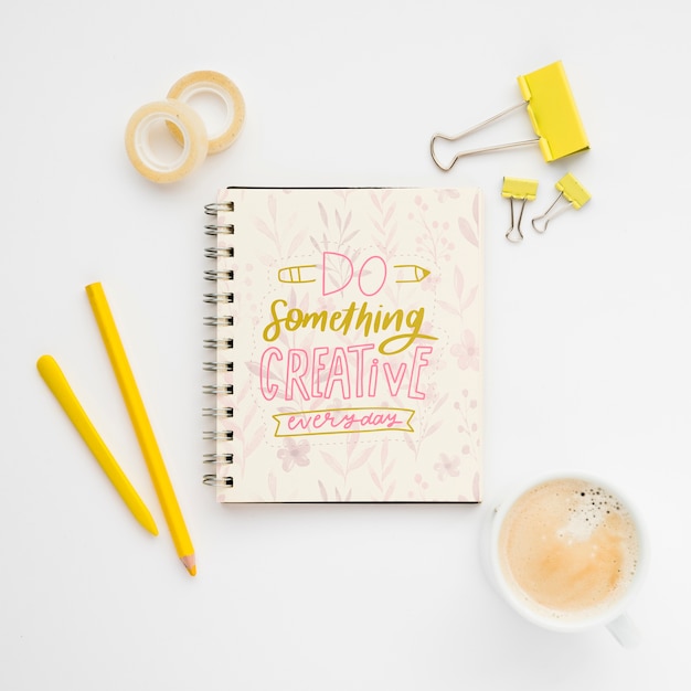 Inspirational message on notebook PSD file | Free Download