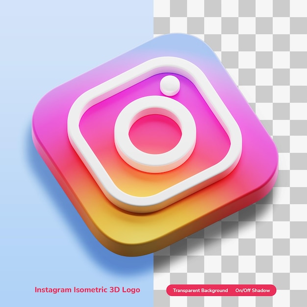 分離された丸い角の正方形のinstagramアプリアイソメトリック3dスタイルのロゴのコンセプトアイコン プレミアムpsdファイル