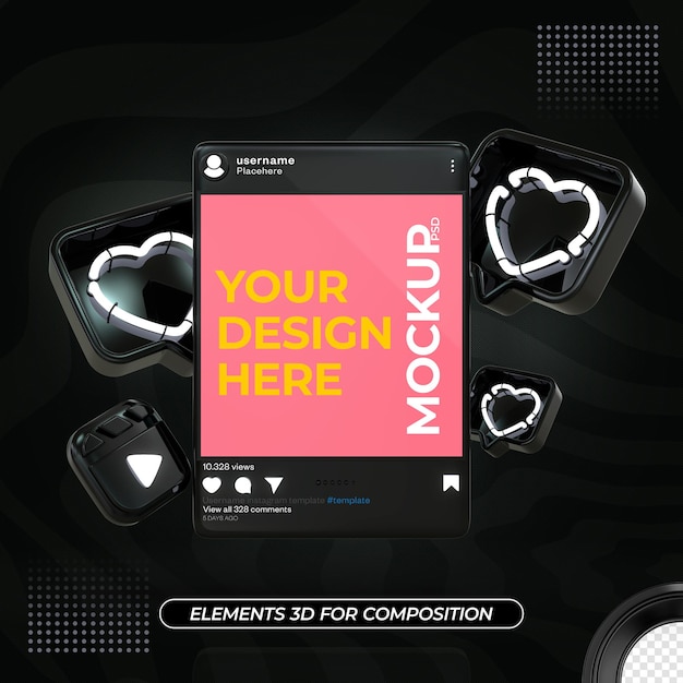 Download Premium PSD | Instagram black post mockup design rendering