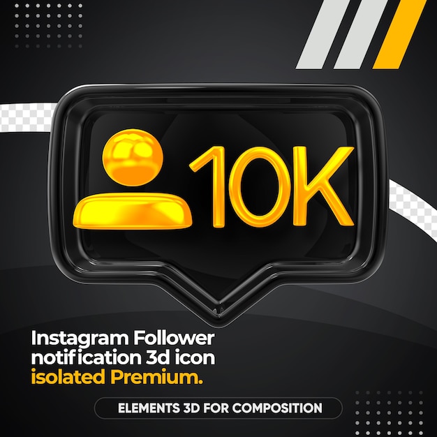 Premium PSD | Instagram follower notification front render icon isolated