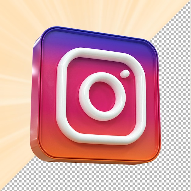 Premium PSD | Instagram icon colorful glossy social media 3d concept