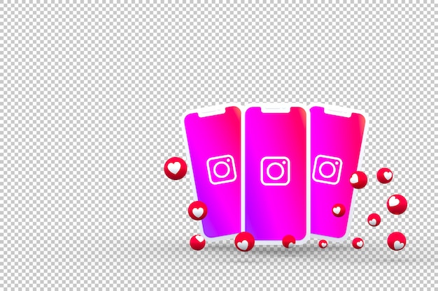 Premium PSD | Instagram icon on screen smartphone or mobile and