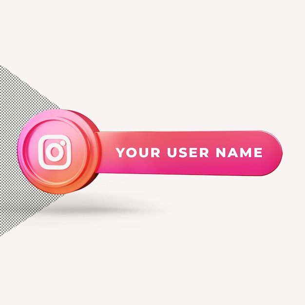 Premium PSD | Instagram icon user name placing 3d render