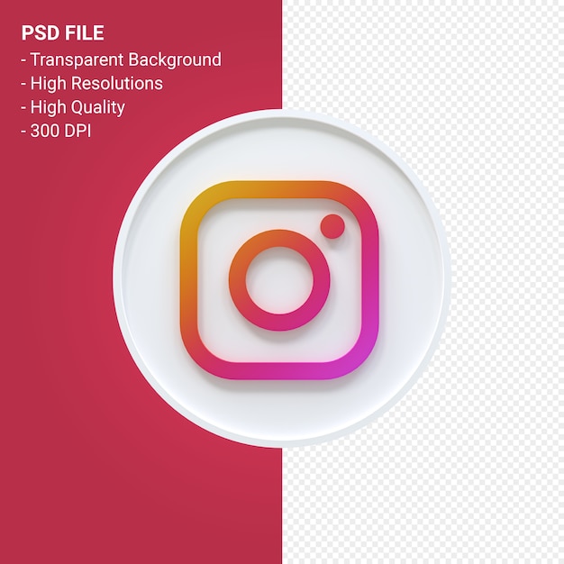 Premium PSD | Instagram logo 3d icon rendering isolated