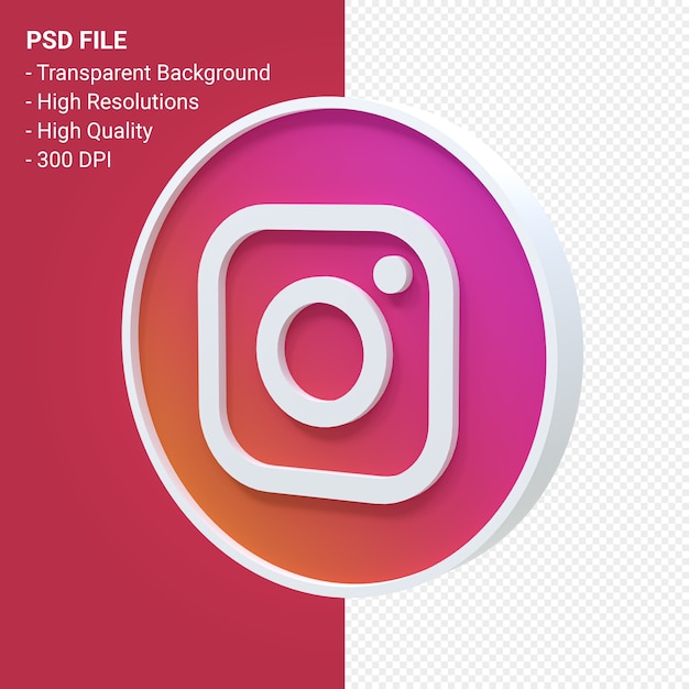 Premium PSD | Instagram logo 3d icon rendering isolated